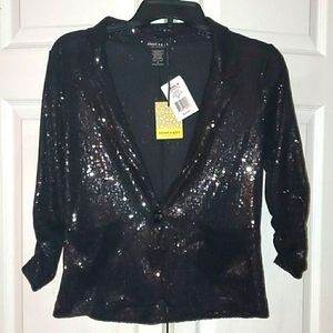 NWT About a Girl Black Sequin Blazer